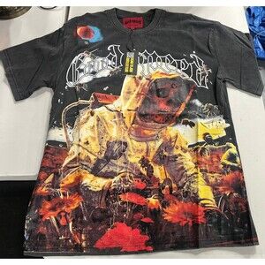 Godspeed Men's Distressed Blk Skeleton Picking Honey Short Sleeve T-Shirt Size M